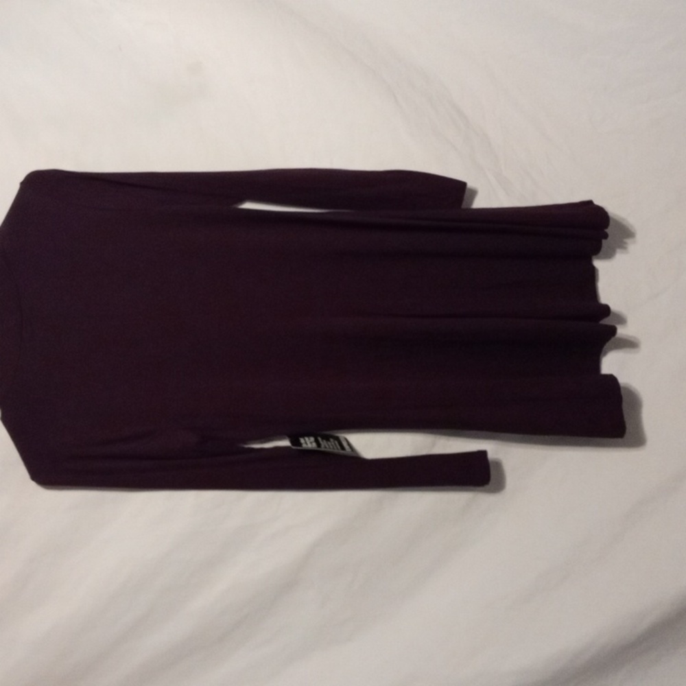 NWT Express Plum Choker V-Neck Long Sleeve Mini Swing Dress S - Picture 5 of 7